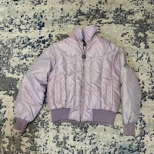 Lilac 80s puffer jacket with a western touch